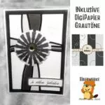 Biberwerke Trauerkarte Blume + DigiPapier Grautöne
