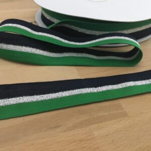 Retro Stripes Glitter - marine silber grün - 25mm