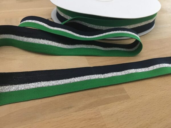 Retro Stripes Glitter - marine silber grün - 25mm