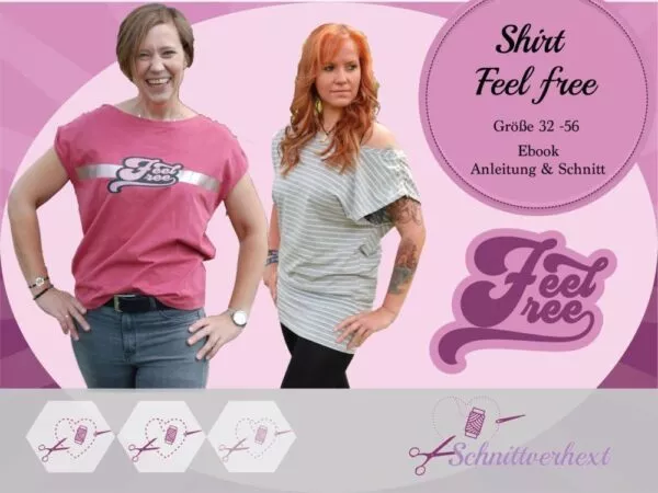 Ebook Shirt "Feel free" - Gr. 32 - 56