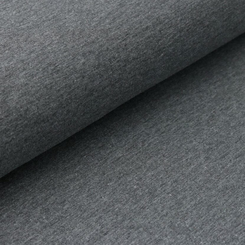 jer-mel-d-grau Baumwoll Jersey meliert - dunkelgrau – Bild 1