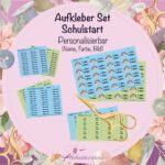 Aufkleberset - Schulstart - Personalisierbar (Farbe, Motiv, Name)