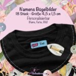 Namens Bügelbilder - 4,5 x 1,5 cm - Personalisierbar (Farbe, Motiv, Name)