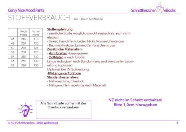 Papierschnittmuster, Curvy Nice Mood Pants Gr. 46 - 58 – Bild 8