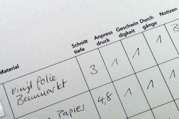 Notizen für Material und Einstellungen beim Plotten – Bild 4