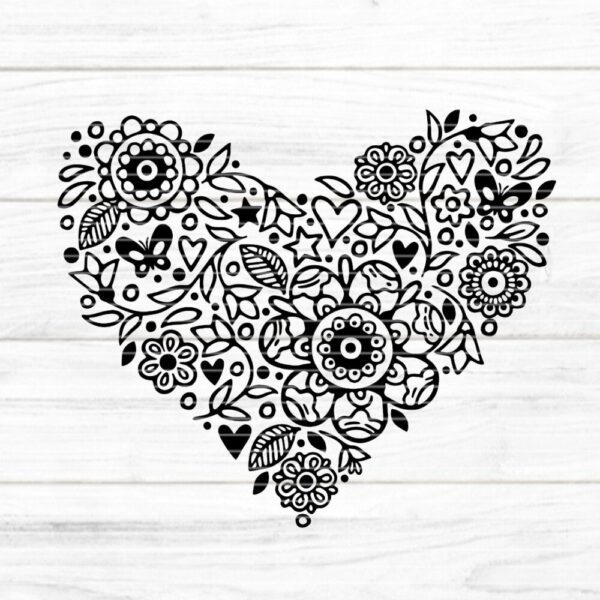Blumenherz Plotterdatei SVG DXF FCM – Bild 1