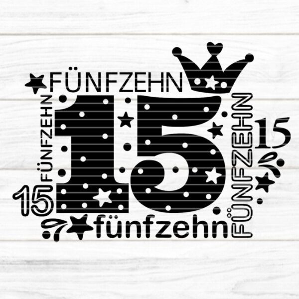Zahl 15 Plotterdatei SVG DXF FCM – Bild 1