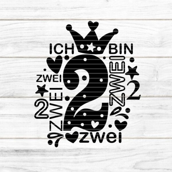 Zahl 2 Plotterdatei SVG DXF FCM – Bild 1
