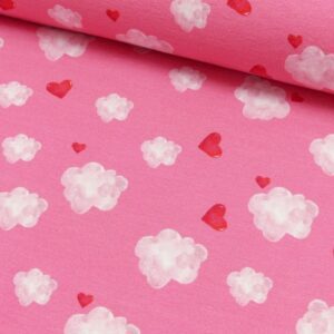 *REST* 55 x 150 cm - Baumwoll Jersey - Happy be - pink - by Herzberührt