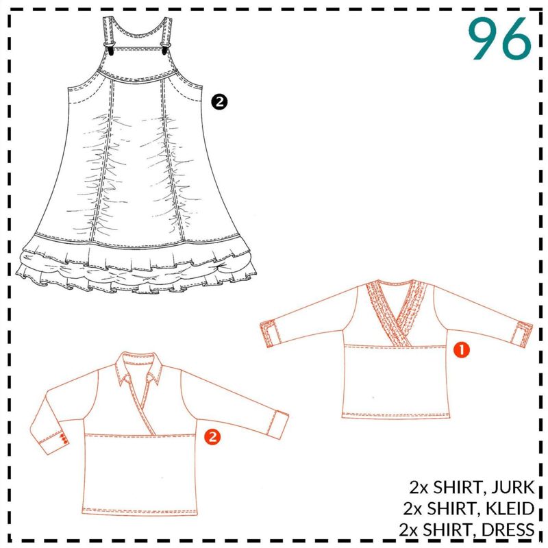 89b44b0ce185aae01c71fb81b863efe0f3243db2 ABACADABRA, Nr. 96, Kleid und 2 Shirts, Schnittmuster – Bild 1