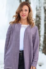 Jacquard Jersey "Xaver" - Hahnentritt - lila – Bild 2