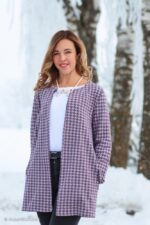 Jacquard Jersey "Xaver" - Hahnentritt - lila – Bild 3