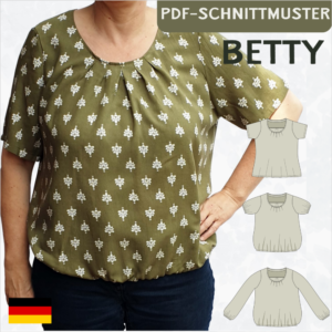 Betty - Bluse mit Falten und weiten Ärmeln BU 80-116 / Gr. 34-50