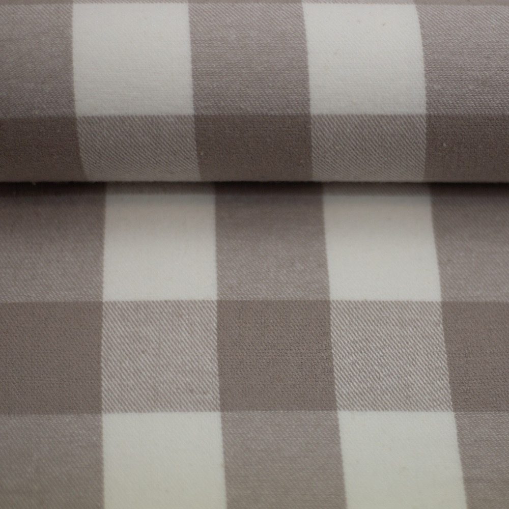082354-010676-aalen-flanell-ballen *REST* 54 x 150 cm Flanell "Aalen" - Karo - naturweiß/schlamm – Bild 1