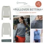 Schnittmuster Strickpullover "Bettina" mit U-Boot Ausschnitt Gr. 32-46