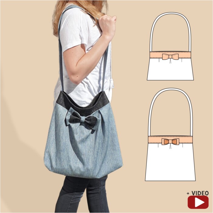 Caro_Tasche_leichtes_Porjekt_Schneidermeer Caro – Shopper, Strand- oder Handtasche, inkl. Schleife + Videotutorial – Bild 1