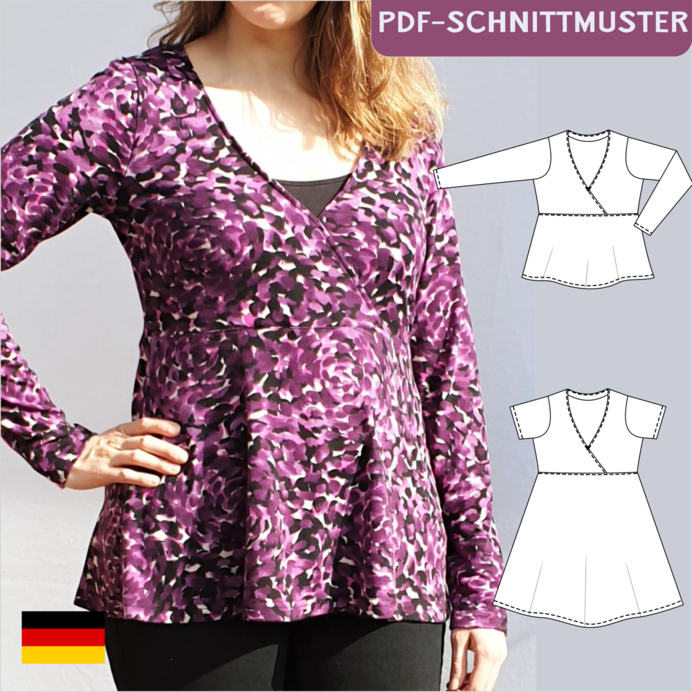 Conny_Schnittmuster_Schneidermeer Conny Wickelkleid & Shirt mit hoher Taille, BU 80-116 A4+A0 – Bild 1