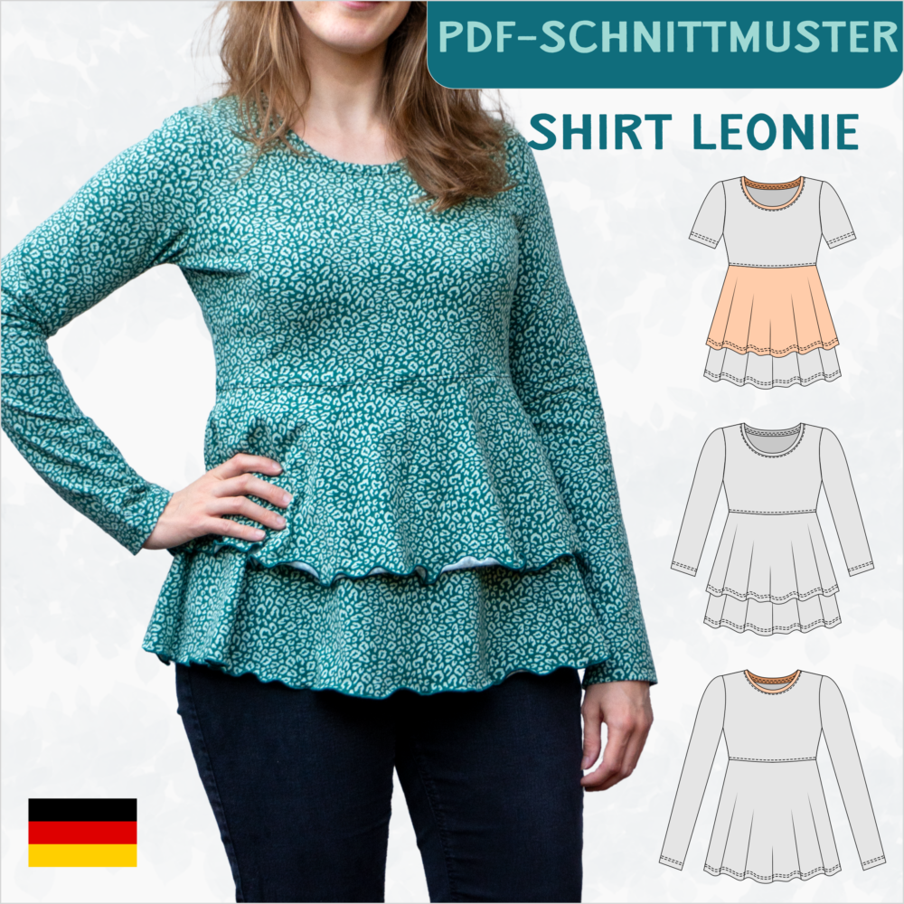Leonie_Schnittmuster_Schneidermeer Leonie Stufenshirt mit Empire-Teilung BU 80-116, A4+A0 – Bild 1