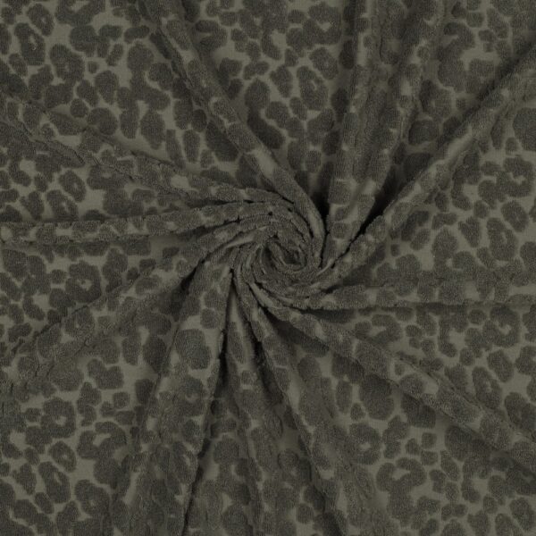 Baumwollfrottee "Animal Skin" - khaki – Bild 1