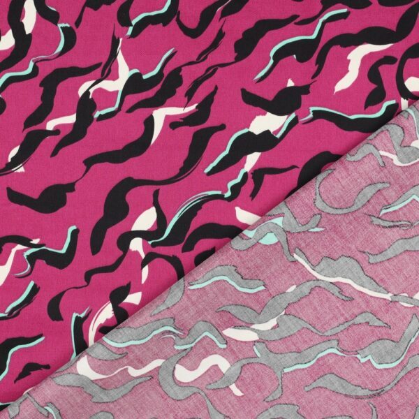 Baumwoll-Satin - Animal Skin - fuchsia – Bild 5
