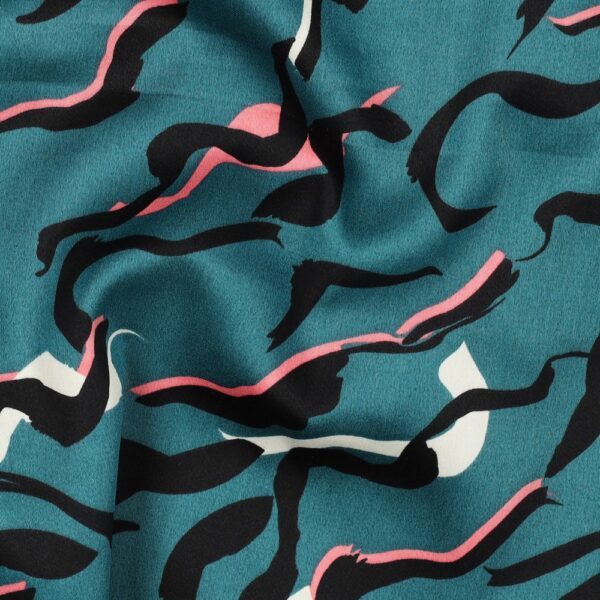 Baumwoll-Satin - Animal Skin - petrol – Bild 1