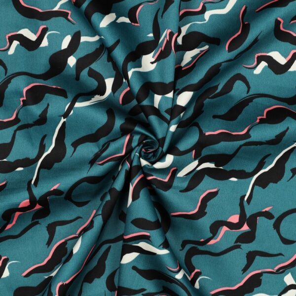 Baumwoll-Satin - Animal Skin - petrol – Bild 5