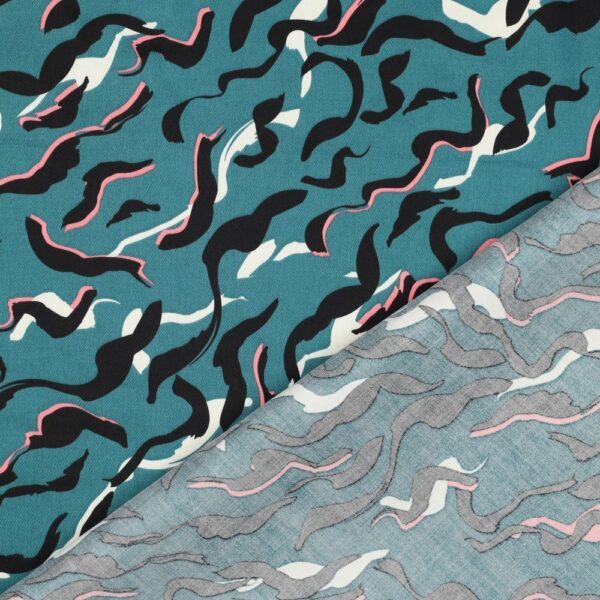 Baumwoll-Satin - Animal Skin - petrol – Bild 6