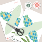 Geschenkbox Rauten blau / grün mit Blättern - Geschenkschachtel Printable zu Ostern – Bild 4