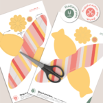 Geschenkbox Streifen rot / rosa / gelb mit Blume - Geschenkschachtel Printable zu Ostern – Bild 2