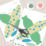 Geschenkbox Rauten blau / grün mit Federn - Geschenkschachtel Printable zu Ostern – Bild 2