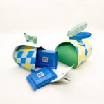 Geschenkbox Rauten blau / grün mit Federn - Geschenkschachtel Printable zu Ostern – Bild 3