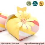 Geschenkbox Streifen rot / rosa / gelb mit Blume - Geschenkschachtel Printable zu Ostern