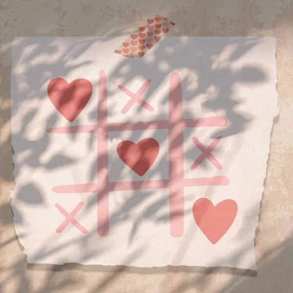 Tic tac toe herzen rosa rot