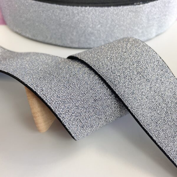 Glitter Gummiband - 40 mm - blau – Bild 1