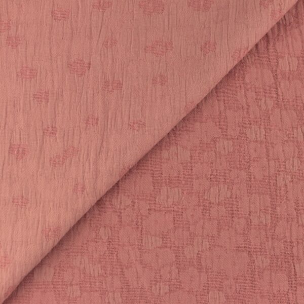 Musselin Doubleface Jacquard - Blümchen - altrosa – Bild 1