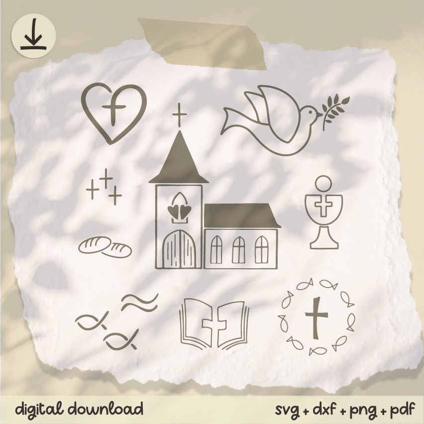 c2208-3b Christliche Symbole 3 - Plotterdateien für Kommunion, Konfirmation, Taufe, Trauung – Bild 1