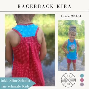Schnittmuster Racerback Tanktop Shirt Kira für Mädchen Gr.92-164