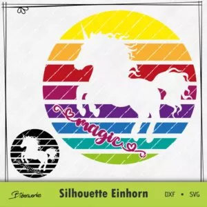 Biberwerke Silhouette Einhorn in Streifenmuster