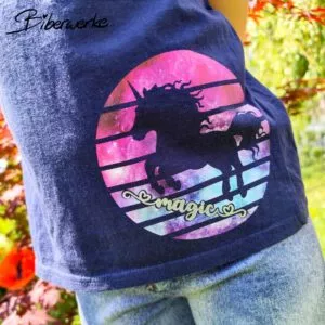 Biberwerke Silhouette Einhorn in Streifenmuster