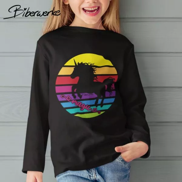 Biberwerke Silhouette Einhorn in Streifenmuster