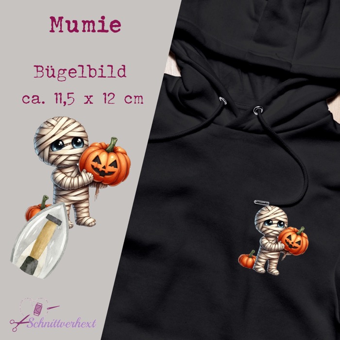 Halloween Bügelbild Mumie-01 Halloween Bügelbild “Mumie” – Bild 1