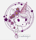 Einhorn Miri Button - Doodle Applikation Stickdatei in 7 Größen inkl. Anleitung – Bild 7