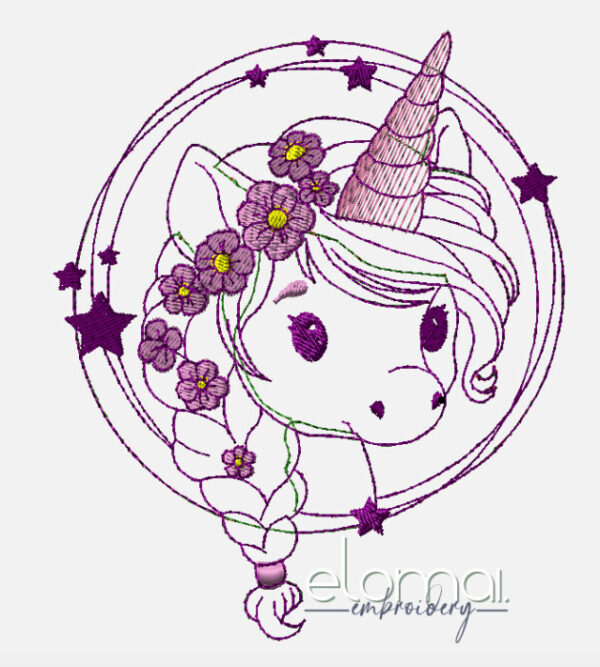 Einhorn Miri Button - Doodle Applikation Stickdatei in 7 Größen inkl. Anleitung – Bild 7