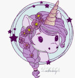 Einhorn Miri Button - Doodle Applikation Stickdatei in 7 Größen inkl. Anleitung – Bild 4