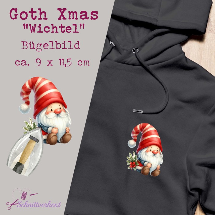Bügelbild Goth Xmas - Wichtel-01 Goth Xmas Bügelbild “Wichtel" – Bild 1